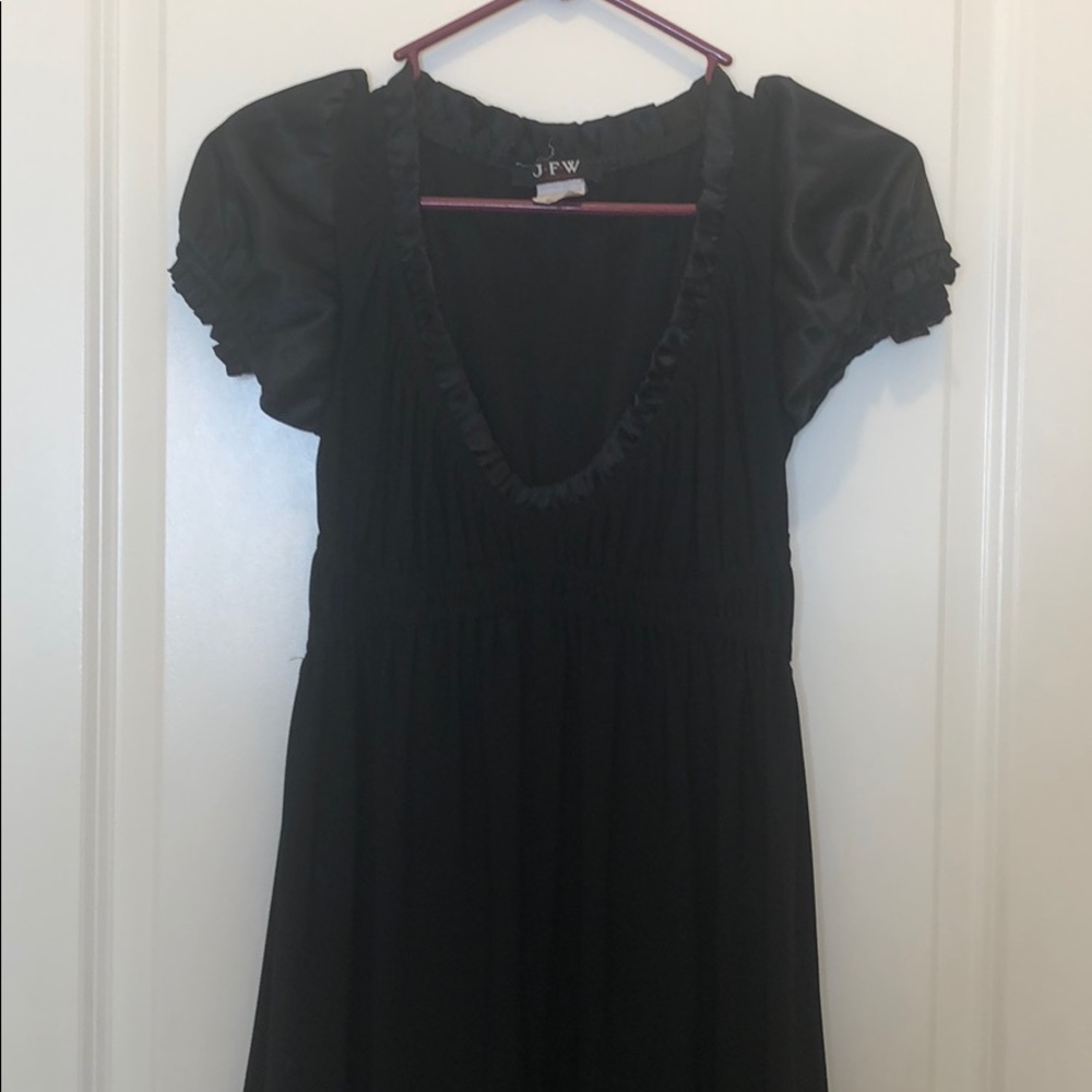 Small Black Short Dress With Satin Trim